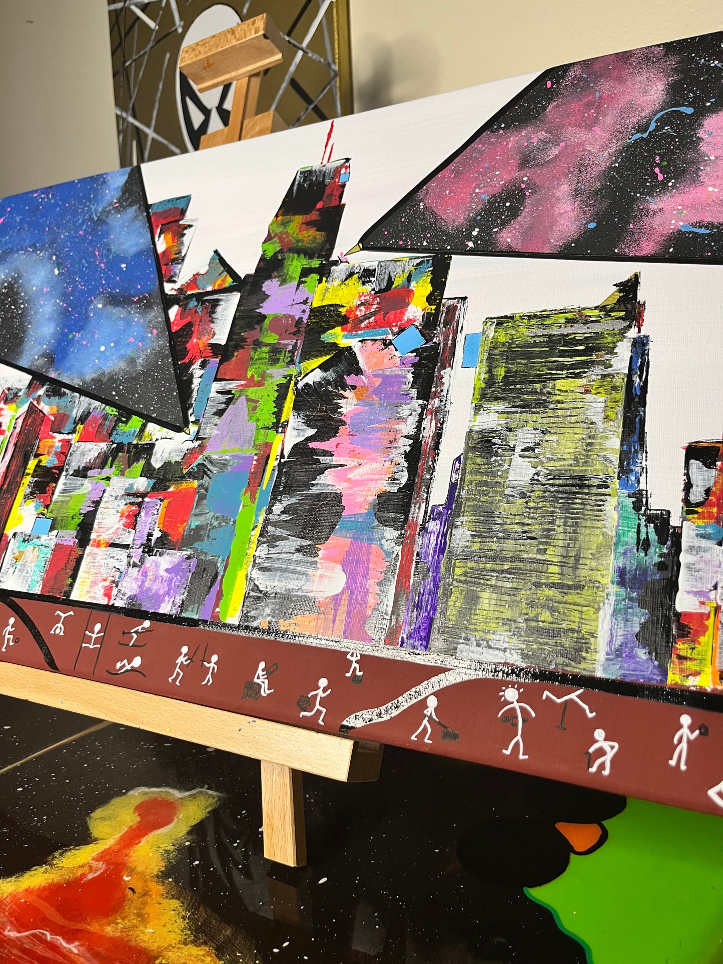 City Views 15x30 Acrylic Painting