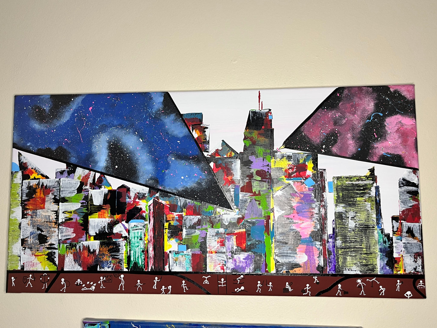 City Views 15x30 Acrylic Painting