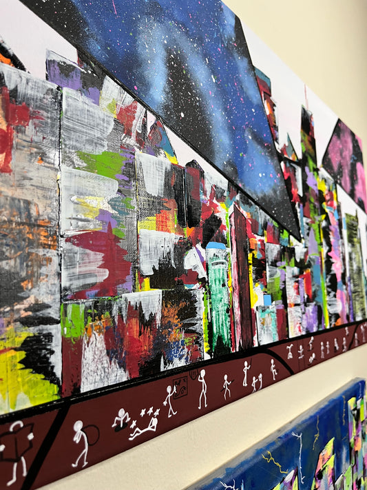 City Views 15x30 Acrylic Painting