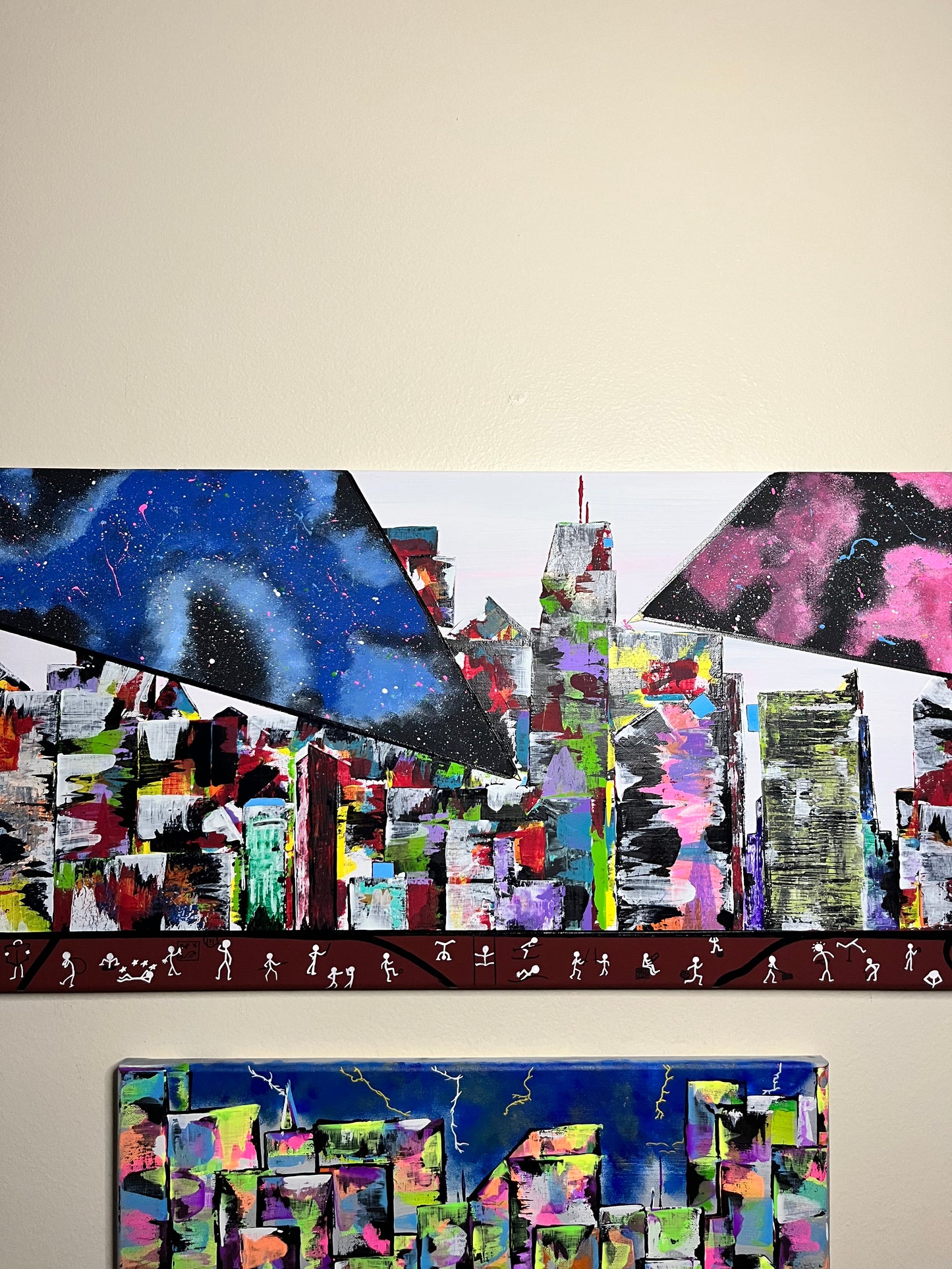 City Views 15x30 Acrylic Painting