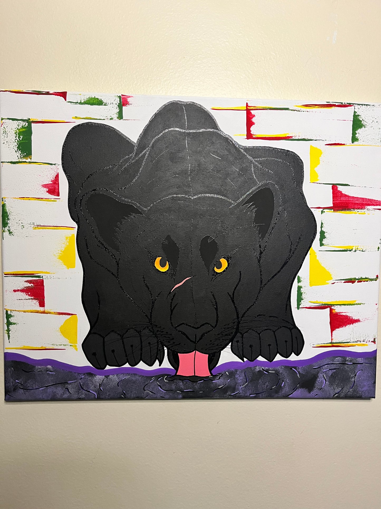 Black Panther 16x20 Acrylic Painting