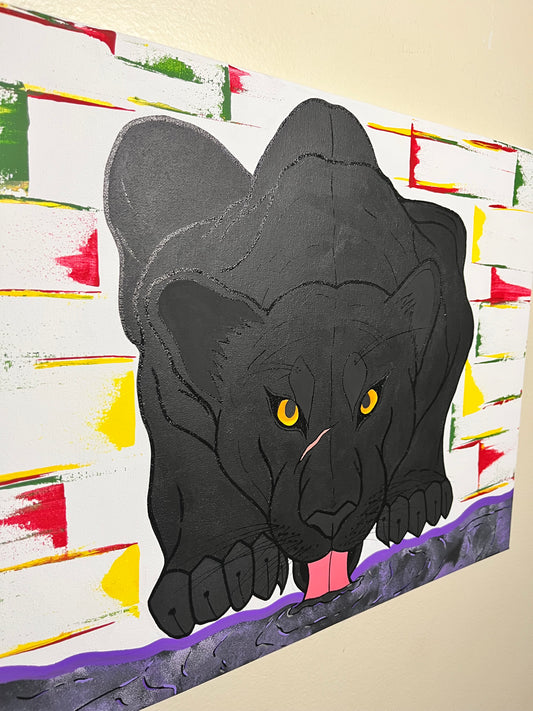 Black Panther 16x20 Acrylic Painting