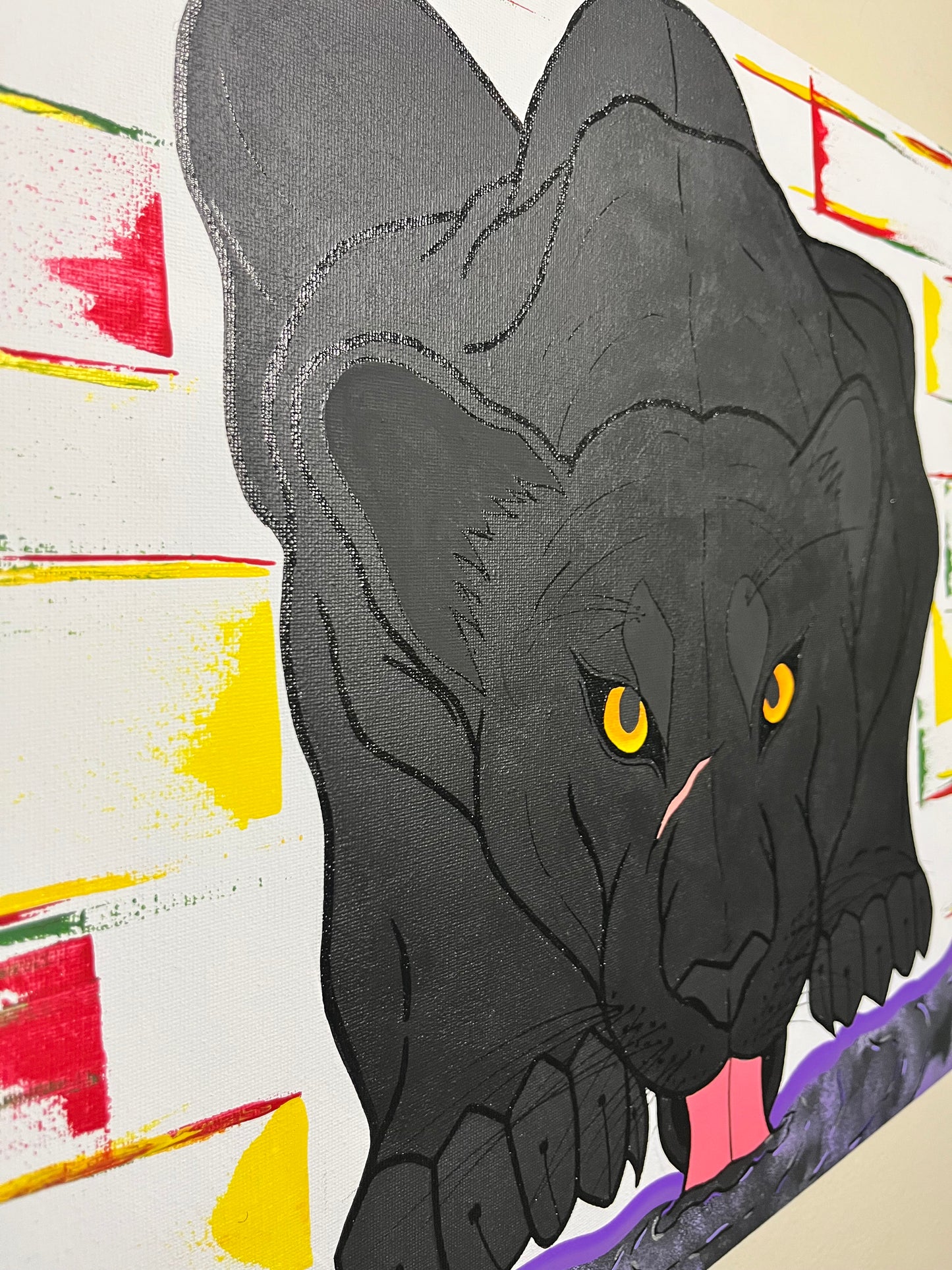 Black Panther 16x20 Acrylic Painting