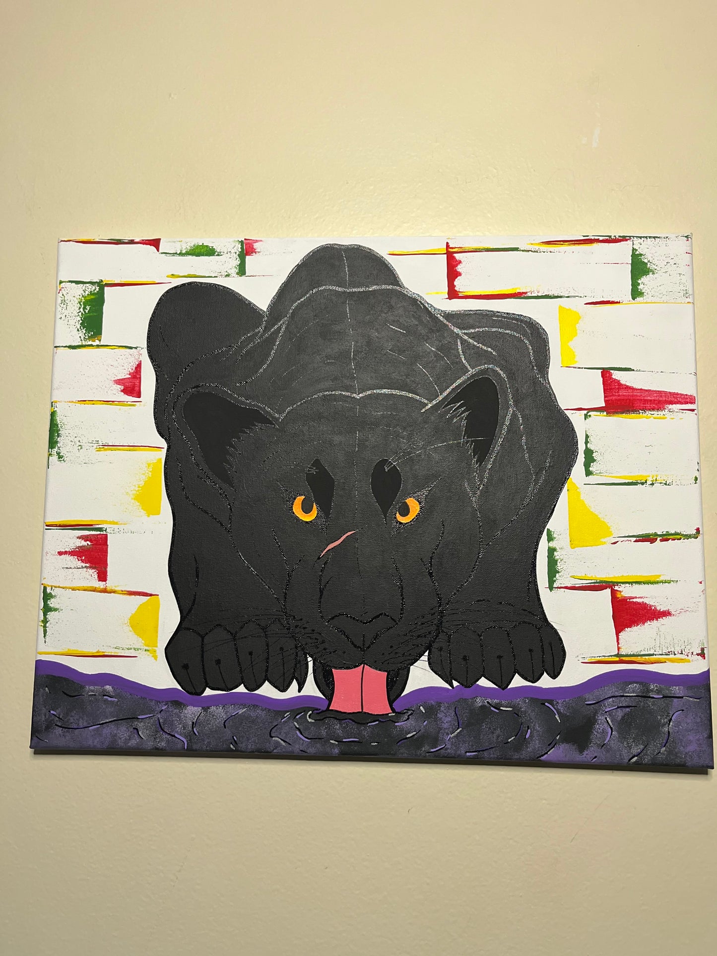 Black Panther 16x20 Acrylic Painting