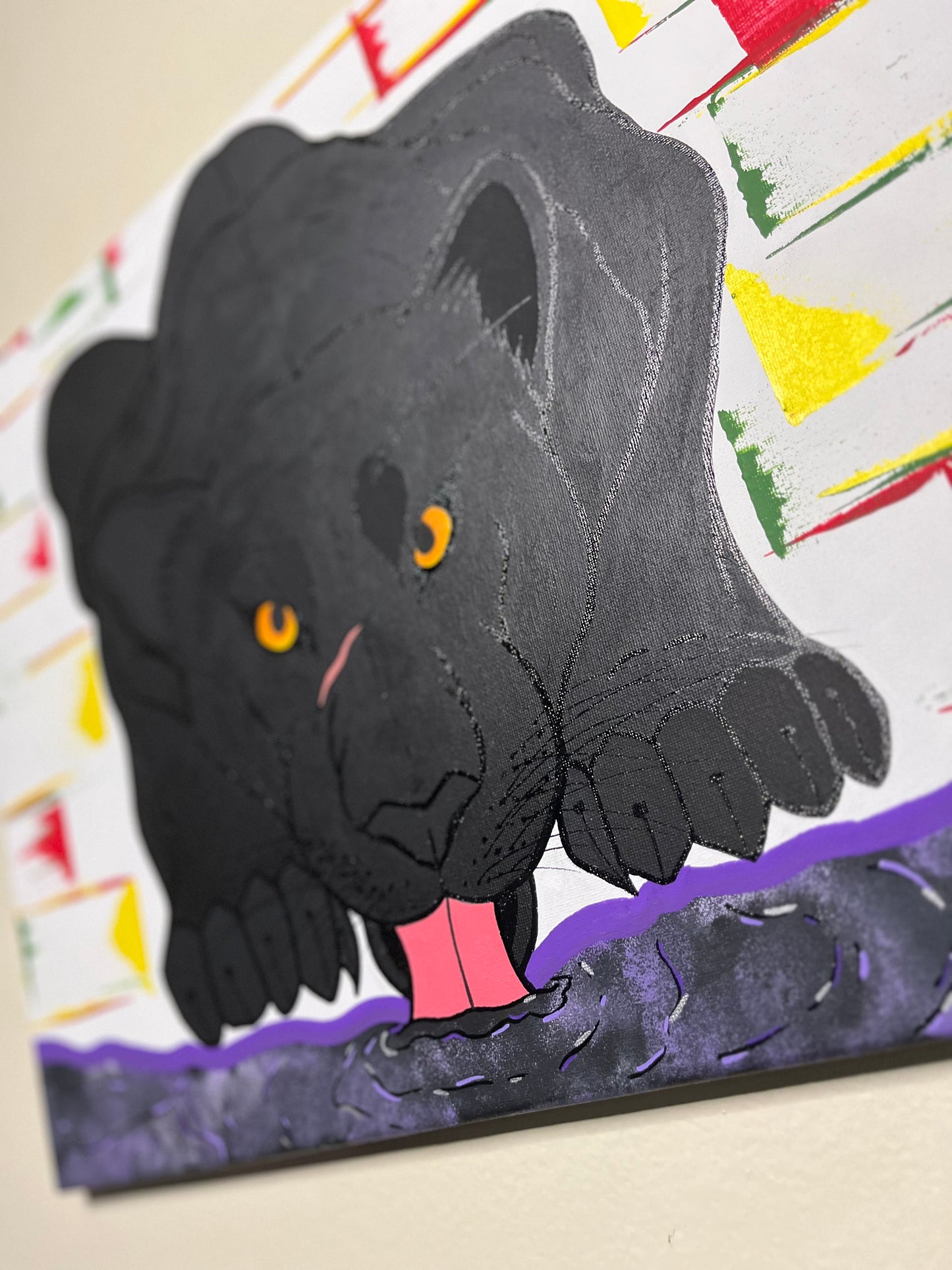 Black Panther 16x20 Acrylic Painting